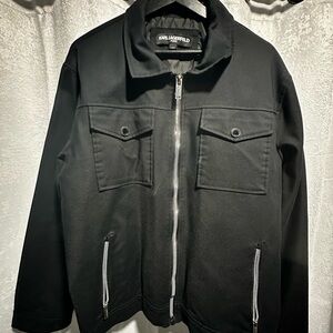 Karl Lagerfeld Men's Black Buttoned Pocket Jacket
